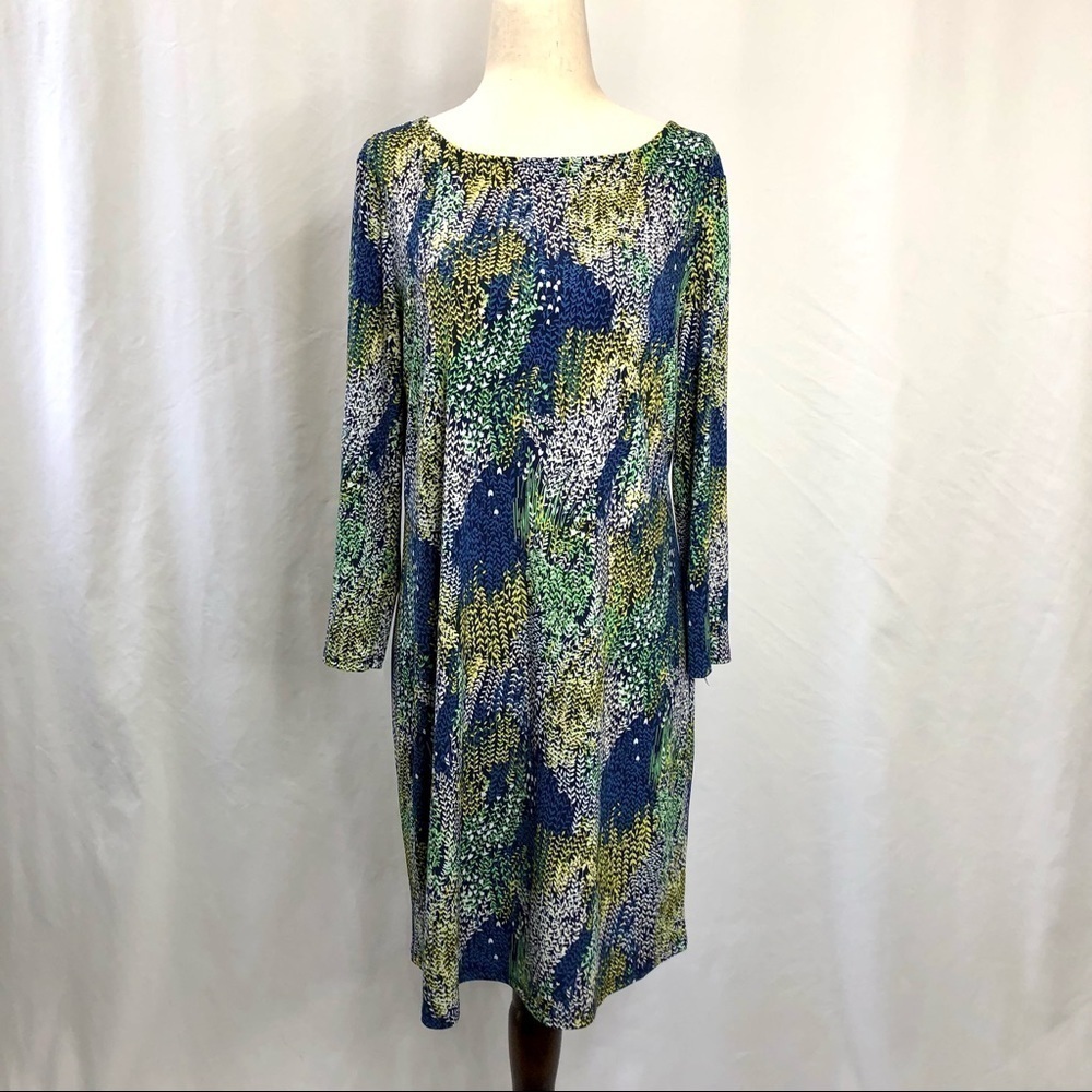 BCBG Max Azria foliage vine poly spandex dress M